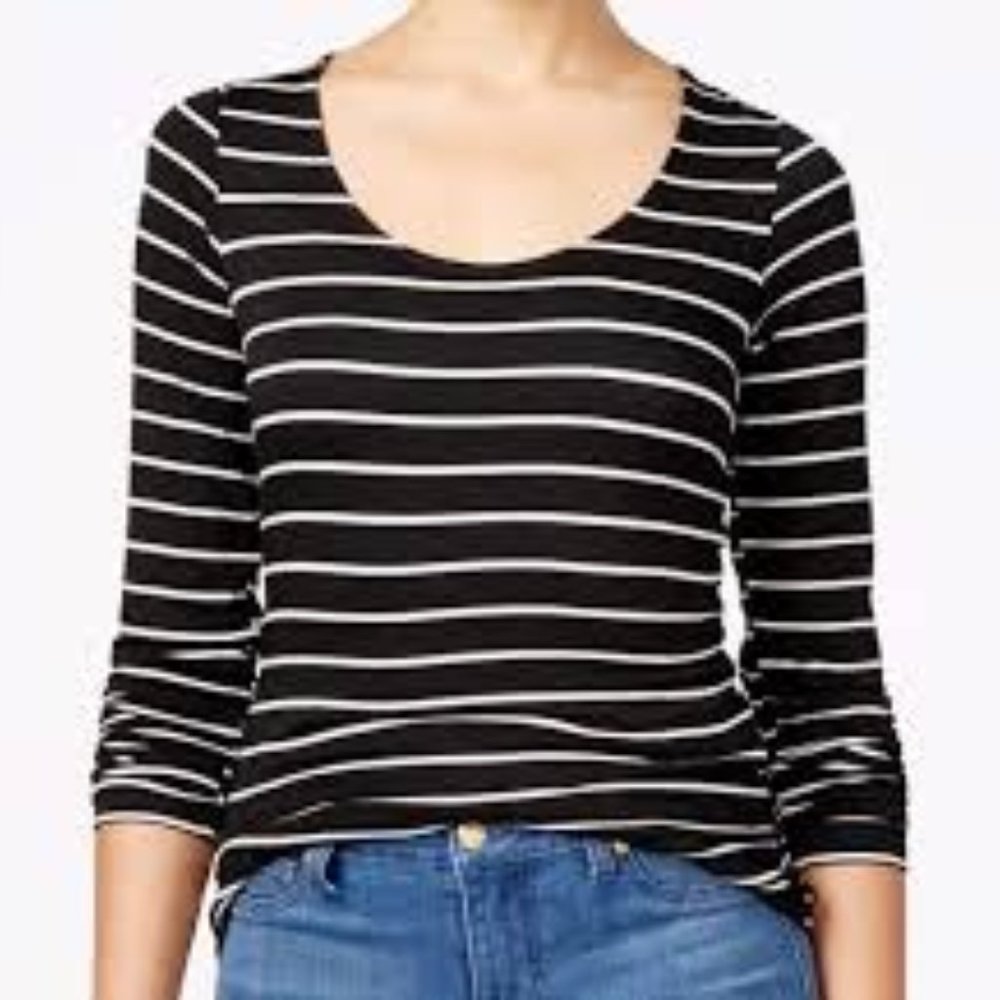 Ultra Flirt Black & White Striped Long Sleeve